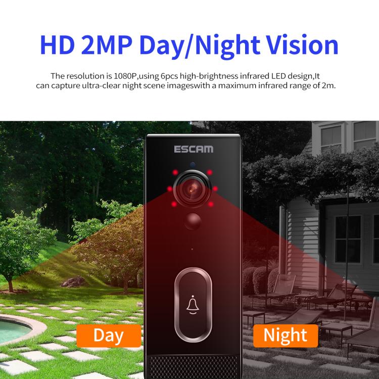 ESCAM V5 TUYA 1080P Intelligent Two-Way Voice Night Vision Wireless Doorbell, V5 ESCAM V5 TUYA 1080P Intelligent Two-Way Voice Night Vision Wireless Doorbell, V5
